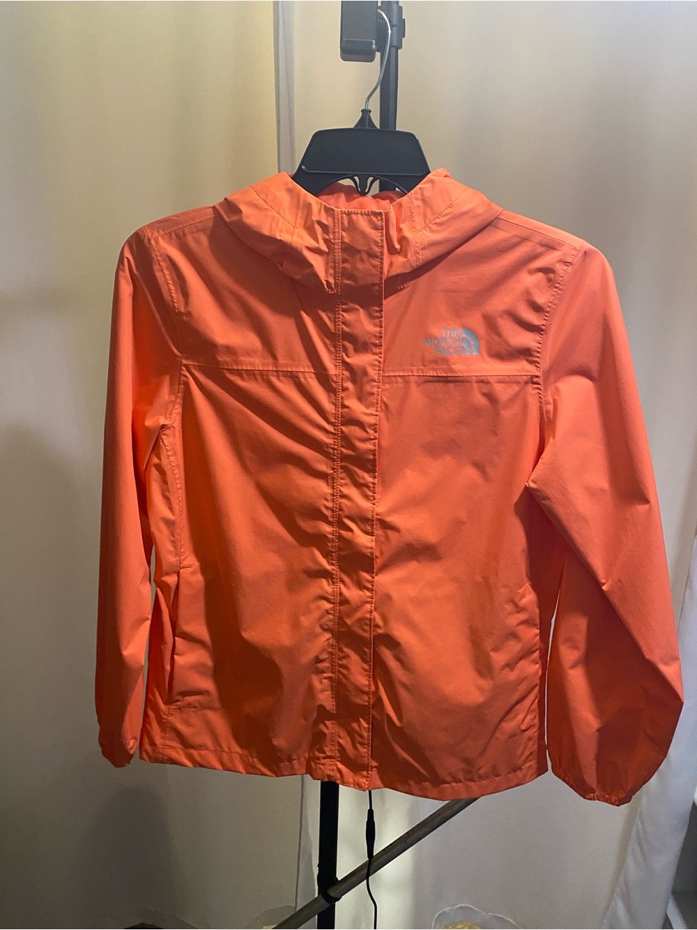The North Face Youths Coral-Orange Hooded Rain Shell - Picture 2 of 7